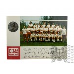 PLR, 1974. - Postcard X World Football Championship RFN 1974, Polish National Team: Kazimierz Deyna, Kazimierz Górski, Grzegorz Lato.