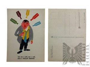 People's Republic of Poland - Set of Satirical Postcards, Drawn by Erik Lipinski, Text by Jozef Prutkowski; Wyd. 
