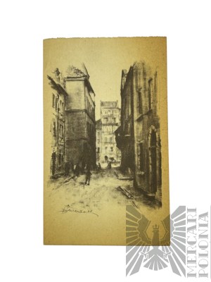 PRL - Postcard of Wąski Dunaj Street in Warsaw, published by Desa