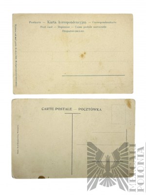 Début des années 1920s. - Carte postale Szczęś Boże w Nowym Roku, dessin de Walery Eljasz-Radzikowski (1904) ; Carte postale Dosiego Roku (1905)
