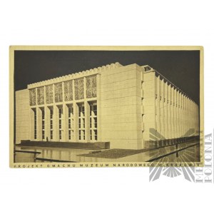 II RP, 1935 r. - Pocztówka Projekt Muzeum Narodowego w Krakowie, wyd. Narodowy Komitet Budowy Muzeum