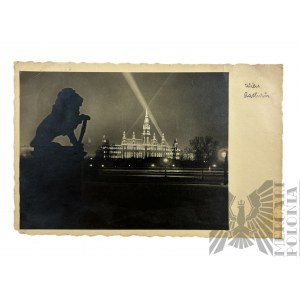 Lata 20-30. XX w. - Pocztówka Ratusz Wiedeń: Widok spod Pałacu Hofburg, Pomnik Lwa