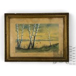 Unknown Artist (20th century?) - Painting "Lake Miracle," Watercolor on Paper