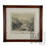 Józef Szalay (1802-1867) - Image of the Red Rock in Pieniny, Lithograph, from: "Album Szczawnickie", Cracow 1858