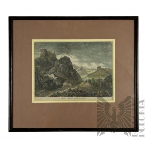 Alfred Schouppé (1812-1899) - Obraz Niedzica i Czorsztyn, Reprodukcja Drukowana Drzeworytu, z: Tygodnik Ilustrowany, 1867 r.