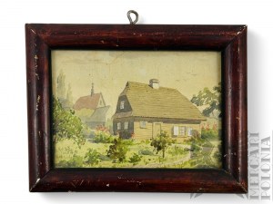 Unknown Artist (20th century) - Painting of a Country Cottage, Watercolor on Paper