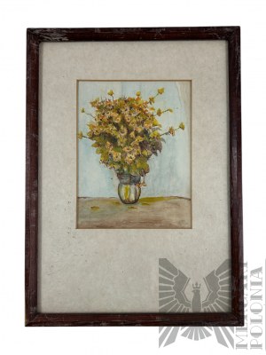 Unknown Artist (20th century) - Painting Flowers in a Vase, Watercolor (?) on Paper