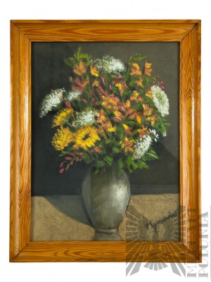 Unknown Artist [K. (?) Tymowska] - Painting Flowers in a Vase, Watercolor on Paper