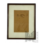 Edward Głowacki (1898-1963) - Obraz Karykatura Zamyślonego, Kredka/Ołówek Na Papierze