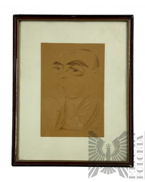 Edward Glowacki (1898-1963) - Painting Caricature of a Thoughtful Man, Crayon/Pencil on Paper.