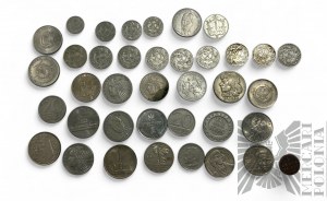 II RP/PR - Pièces de circulation et commémoratives 50 Groszy de 1923 (copies ?), 10 Złoty Tadeusz Kościuszko, 20 Złoty Année internationale de la femme 1975, 50 Złoty 1981 Journée mondiale de l'alimentation et autres.