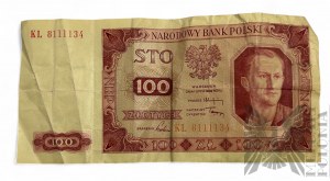 People's Republic of Poland, 1948. - Banknote of 100 Zlotys, No. KL 8111134