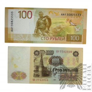 SSSR/Ruská federace - dvě bankovky po 100 rublech, vzor 1961 a 2022.