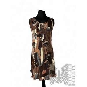 Brown Strapless Patterned Dress