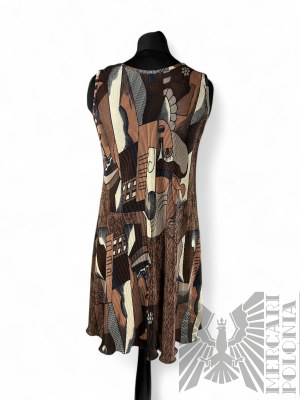 Brown Strapless Patterned Dress