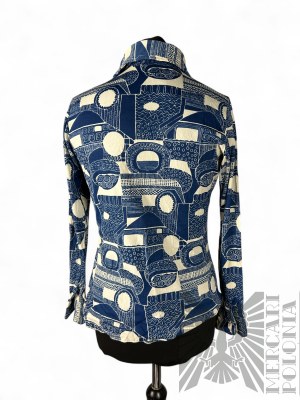 Vintage Navy Blue White Patterned Shirt