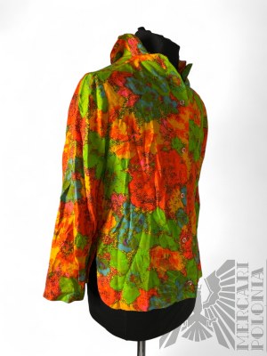 Chemise à manches longues vintage verte et orange