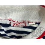 Dress in Navy-Blue Stripes with Red Drawstrings, Size 10