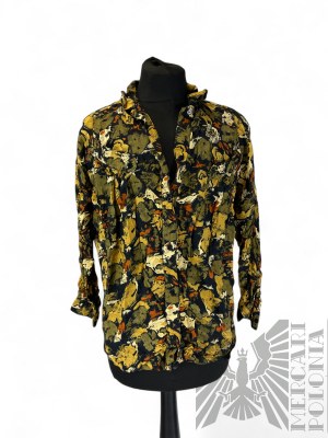 Chemise à motifs Dimod olive et miel, taille S, 100% viscose, fabriqué en Inde