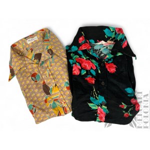 Dwie Koszule Vintage Beżowa Rozmiar 15/16, 50% Polyester, 50% Acrylic, Różana 100% Akryl