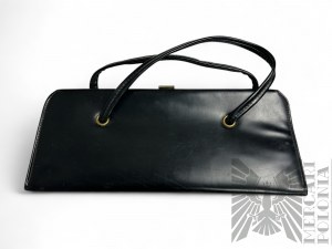 Small Black Organic Leather Shoulder Bag.