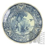 1920s, Netherlands - Porcelain Plate Scene from a Hunt, Boch Delfts