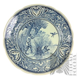 1920s, Netherlands - Porcelain Plate Scene from a Hunt, Boch Delfts