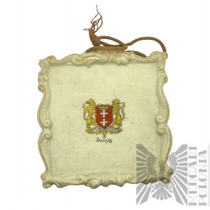 1926-1953 r. - Ceramiczna Ozdoba Naścienna z Herbem Gdańska Schaubach Kunst