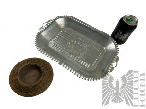 Popielniczka Drewniana i Metalowa Tacka