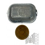 Wooden Ashtray and Metal Tray.