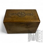 Two Wooden Caskets for Card Storage, Decorated Casket with Metal Binding for Notes