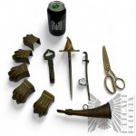 Set of Metal/Metal Trinkets: Furniture Knives, Letter Knives, Corkscrew and Others