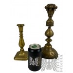 By Shabbat Candles: Two Decorative Brass Candlesticks, Including a Judaic Shabbat Candlestick (Warsaw?).