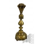 By Shabbat Candles: Two Decorative Brass Candlesticks, Including a Judaic Shabbat Candlestick (Warsaw?).