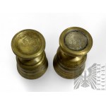 Dwa Miniaturowe Moździerze Mosiężne
