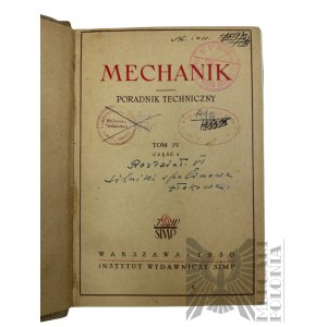 PRL, 1950 r. - Książka “Mechanik : Poradnik Techniczny. T. 4 cz. 1”, Warszawa : Stowarzyszenie Inżynierów i Techników Mechaników Polskich