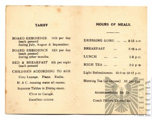 Première moitié du 20e siècle, Royaume-Uni - Carte d'offre du Northfield Hotel (Present Benson), Blackpool, Lancashire