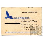 First half of the 20th century, Great Britain - Business card of the Glenburn Hotel, Mount Wise, Newquay (Cornwall)