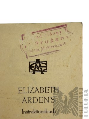 II RP- Great-grandmother's Skincare: Two Brochures (Polish-language and German-language) by Elizabeth Arden; Seal of the Main Storehouse of Pruzhany Vilnius.