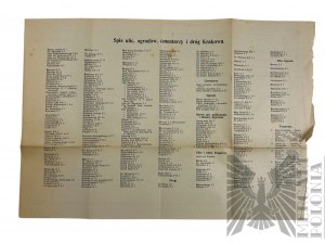 II RP, Lwów - Plan Miasta Krakowa i Spis Ulic, Ogrodów, Cmentarzy i Dróg; Druk Helios Lwów