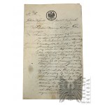 Warsaw Gubernia, 1856. - Marriage certificate, Nadarzyn Synagogue (Mszczonowska and Błońska Streets); Signature of the Rabbi of the Old Jewish Parish of the Gora District and the Mayor of Gora (illegible).