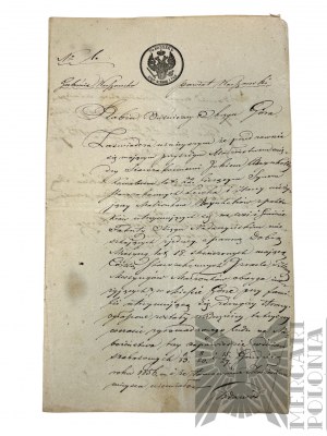 Gouvernorat de Varsovie, 1856. - Acte de mariage, synagogue de Nadarzyn (rues Mszczonowska et Błońska) ; signature du rabbin de la vieille paroisse juive du district de Gora et du maire de la ville de Gora (illisible).