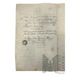 Warsaw Gubernia, 1856. - Marriage certificate, Nadarzyn Synagogue (Mszczonowska and Błońska Streets); Signature of the Rabbi of the Old Jewish Parish of the Gora District and the Mayor of Gora (illegible).