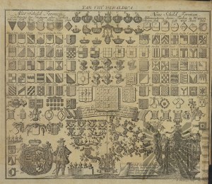 Johann Christoph Steinberger (1680 - 1727) - erbovní tabulka : erb Polsko-litevské Rzeczpospolité), erb dynastie Vettinů; Kupferstich 