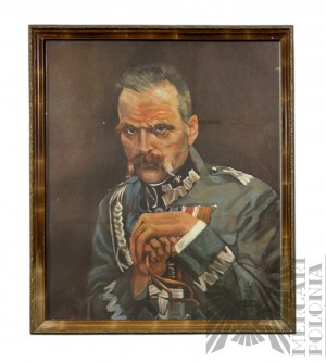 Na Podstawie Wojciech Kossak (1856-1842) - Portret Marszałka Józefa Piłsudskiego, Wydruk na Papierze