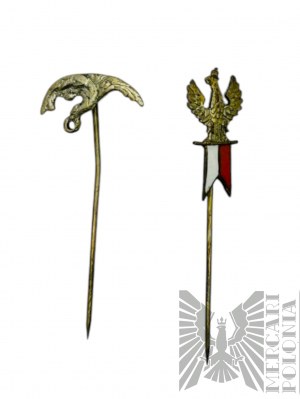 Two Pins: Miniature Pilot Badge, Patriotic Eagle.
