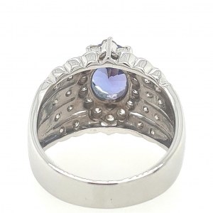 BAGUE EN OR BLANC 9,47 G AVEC TANZANITE ET DIAMANTS - R20201B