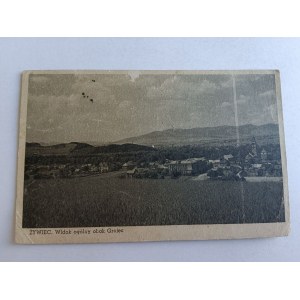 POCZTÓWKA ŻYWIEC WIDOK OGÓLNY OBOK GROJEC STEMPEL ZNACZEK