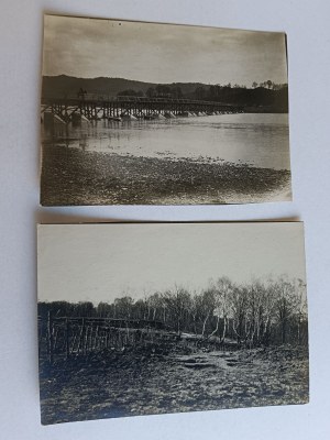 SET OF 2 PHOTOS ZAGÓRZ, POW SANOK, BRIDGE, HORSES
