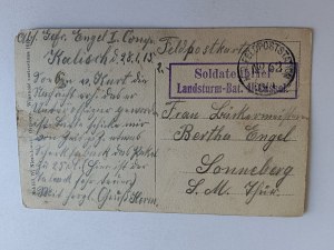 POSTCARD KALISZ DURING THE WAR, MARKET SQUARE WITH TOWN HALL, STAMP 1915